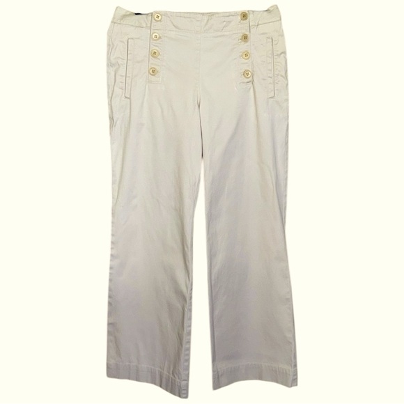 Talbots Heritage Khaki Sailor Pants Wide-Leg Trousers 6 Button Stretch Sz 6P - Picture 8 of 12